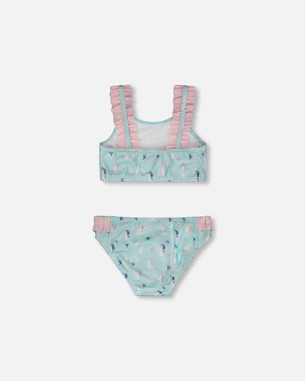 Two-Piece Swimsuit Blue Seahorse Print-2