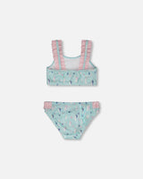Two-Piece Swimsuit Blue Seahorse Print-2