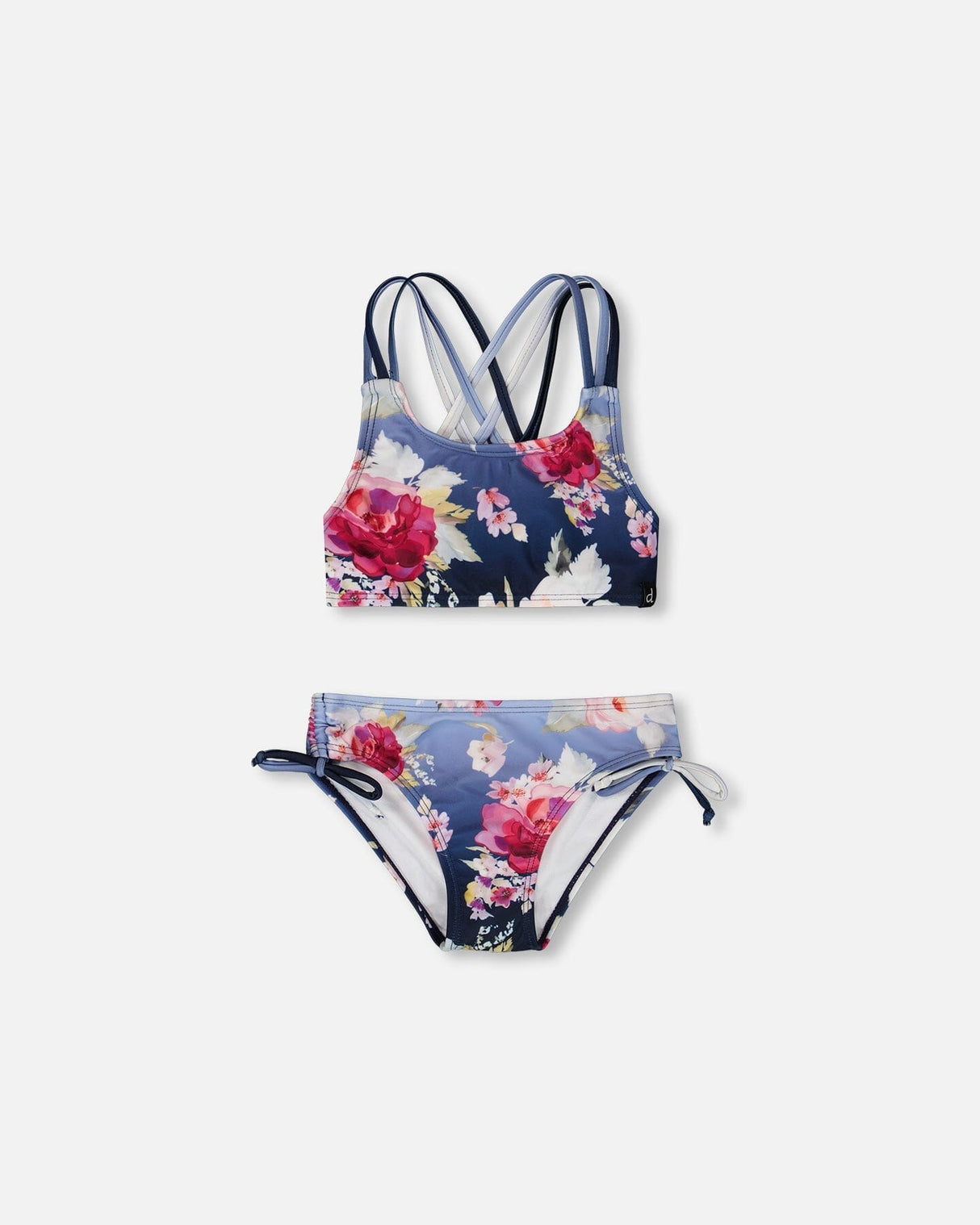 Two-Piece Swimsuit Blue Rose Print-0