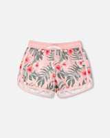 Swim Shorts Pink Hibiscus Print-0