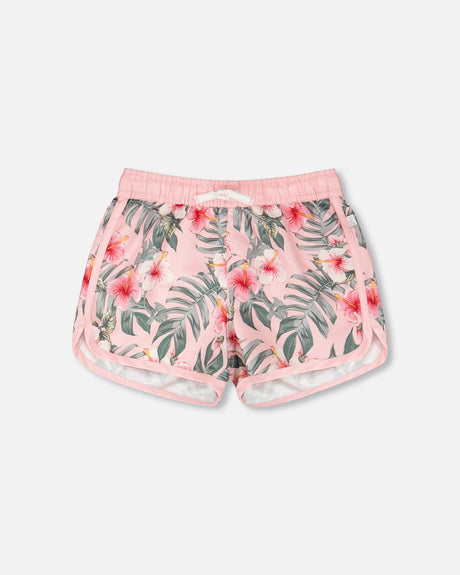 Swim Shorts Pink Hibiscus Print-0