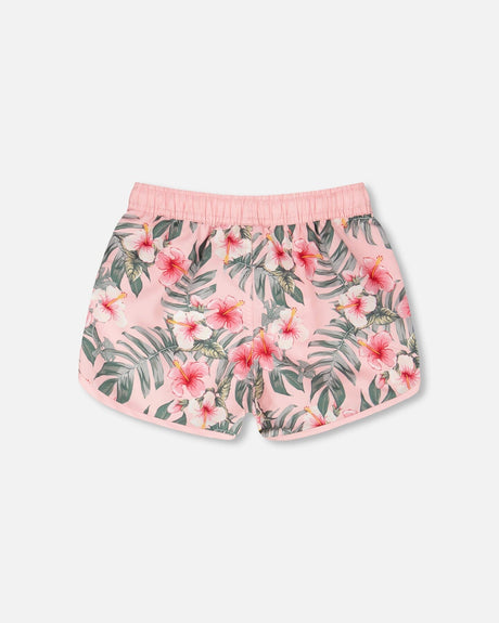 Swim Shorts Pink Hibiscus Print-2