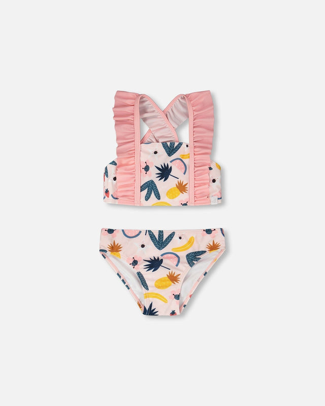 Two-Piece Swimsuit Pink Printed Fruits-0