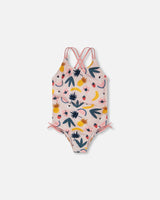 One-Piece Swimsuit Pink Printed Fruits-0