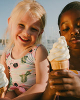 Two-Piece Swimsuit Blue Flamingo And Cactus Print-1