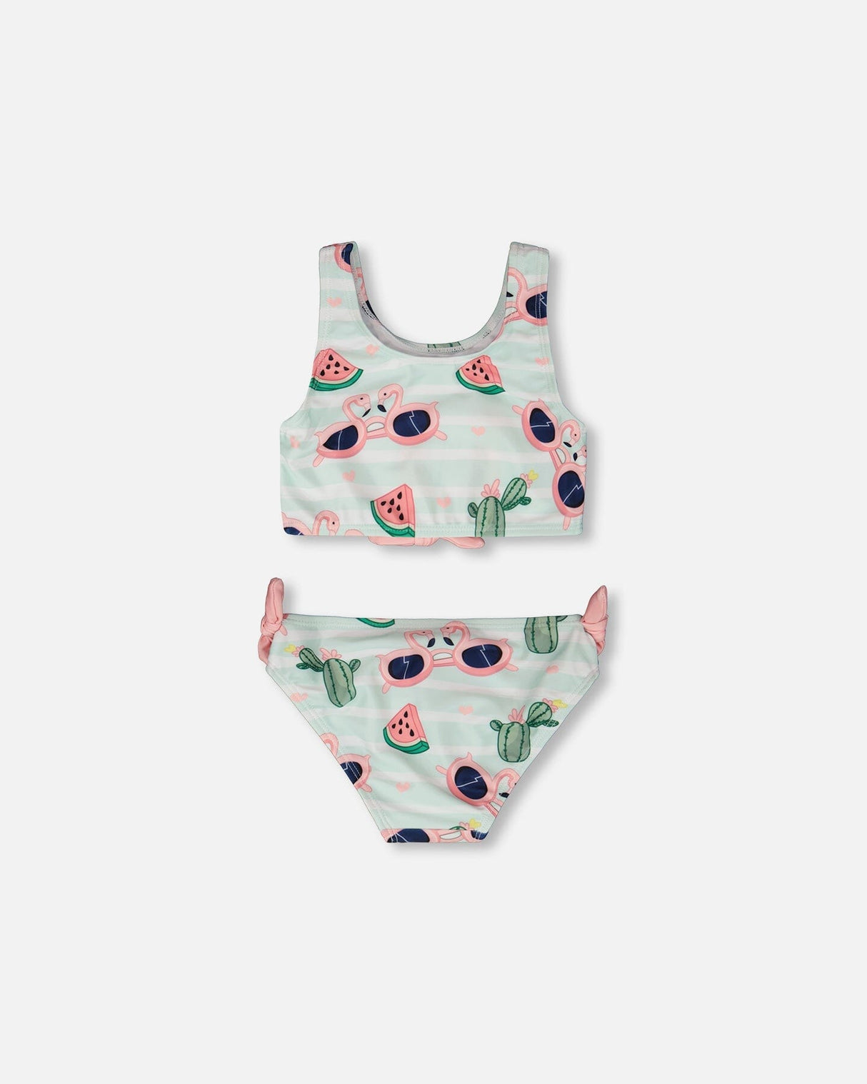Two-Piece Swimsuit Blue Flamingo And Cactus Print-3