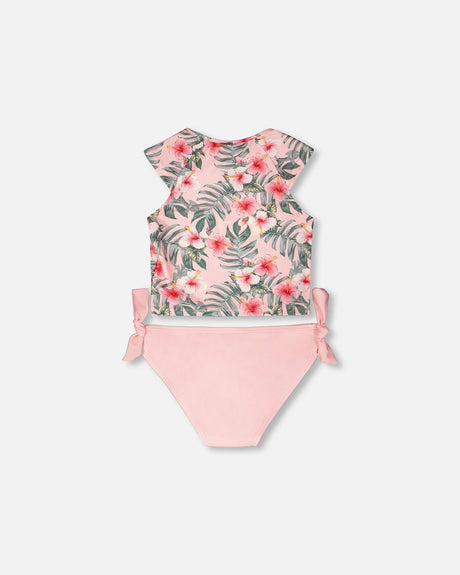 Two-Piece Swimsuit Pink Hibiscus Print-2