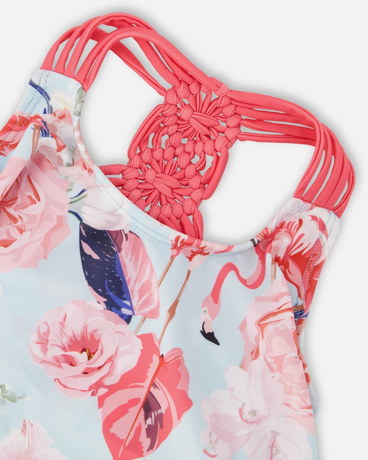 Deux par Deux Two-Piece Swimsuit Blue Flamingo Print