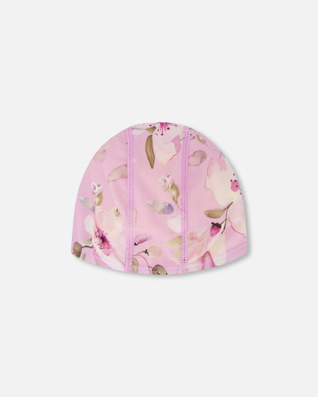 Swim Cap Purple Flower Print-1