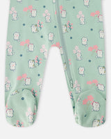 Organic Cotton Baby One-Piece Pyjama Blue Kitten Print-2