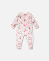 Organic Cotton Baby One-Piece Pyjama Pink Flower Print-1
