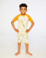 Organic Cotton Two-Piece Pyjama Set Grey Mix Baseball Print-1