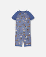 Organic Cotton Two-Piece Pyjama Set Blue Dog Print-0