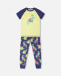 Organic Cotton Two-Piece Pyjama Set Blue Dino Print-0