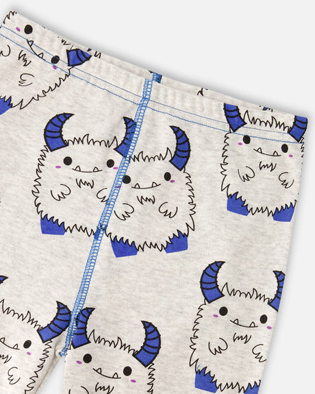 Organic Cotton Two-Piece Pyjama Set Grey Mix Monster Print-3