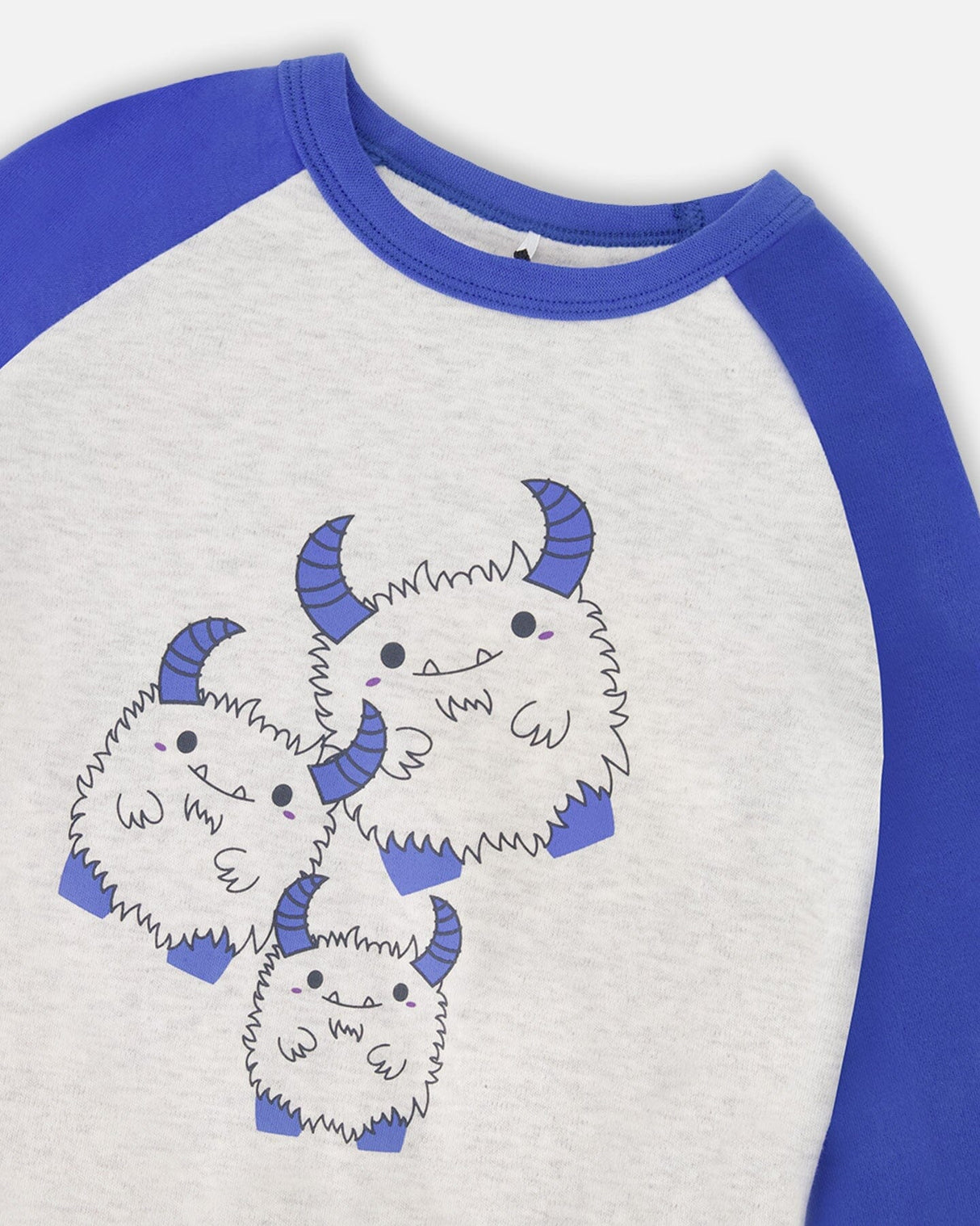 Organic Cotton Two-Piece Pyjama Set Grey Mix Monster Print-4