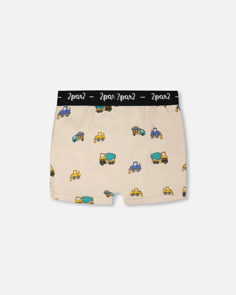 Organic Cotton Boxer Beige Truck Print-1