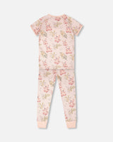 Organic Cotton Two-Piece Pyjama Set Pale Pink Bear Print-2