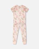 Organic Cotton Two-Piece Pyjama Set Pale Pink Bear Print-0