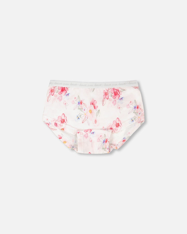 Organic Cotton Boyshort Panty Pink Printed Flowers-0