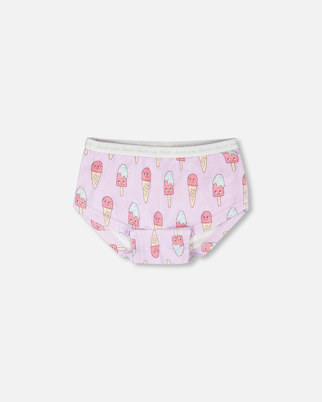 Organic Cotton Boyshort Panty Lilac Printed Ice Creams-0