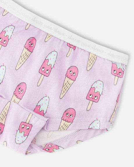 Organic Cotton Boyshort Panty Lilac Printed Ice Creams-2