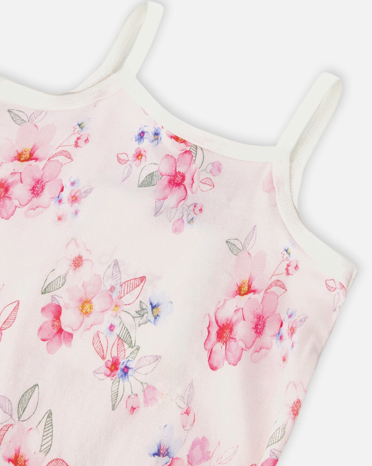 Organic Cotton Tank Underwear Pink Printed Flowers-2