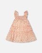Multi-Tiered Dress With Smocking Pink Printed Flowers-0