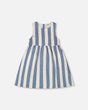Sleeveless Dress White And Blue Stripes-0