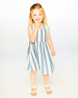 Sleeveless Dress White And Blue Stripes-3
