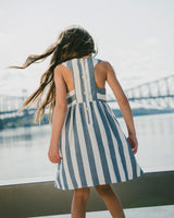 Sleeveless Dress White And Blue Stripes-2