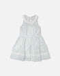 Multi-Tiered Dress White And Blue Stripes-0