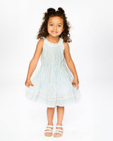 Multi-Tiered Dress White And Blue Stripes-1