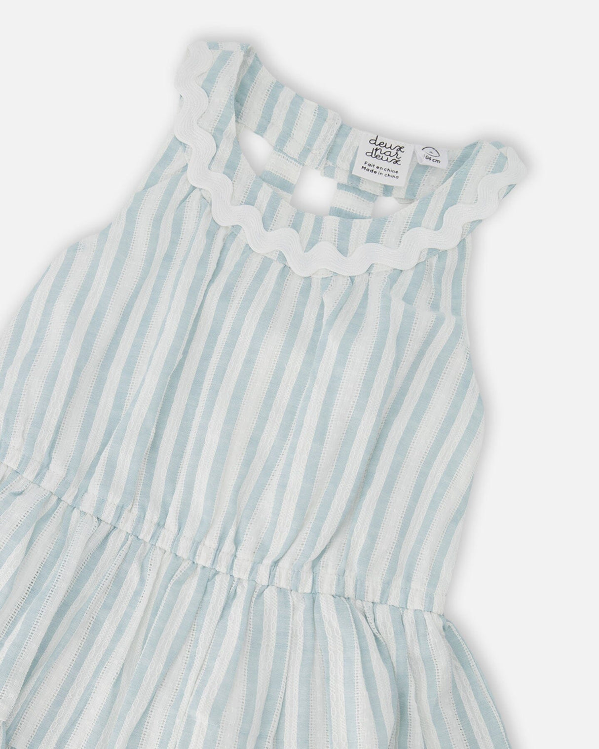 Multi-Tiered Dress White And Blue Stripes-3