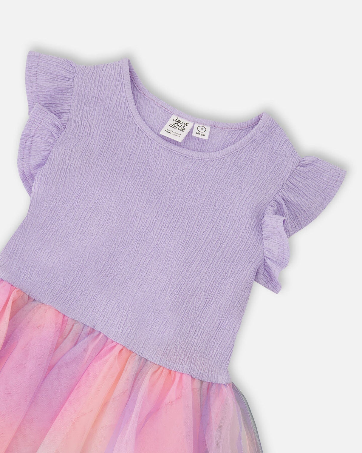 Bi-Material Mesh Dress Lilac-3