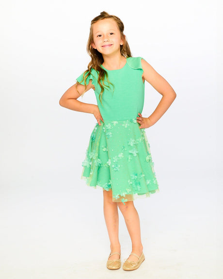Bi-Material Dress Bright Mint Green-1
