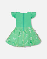 Bi-Material Dress Bright Mint Green-2