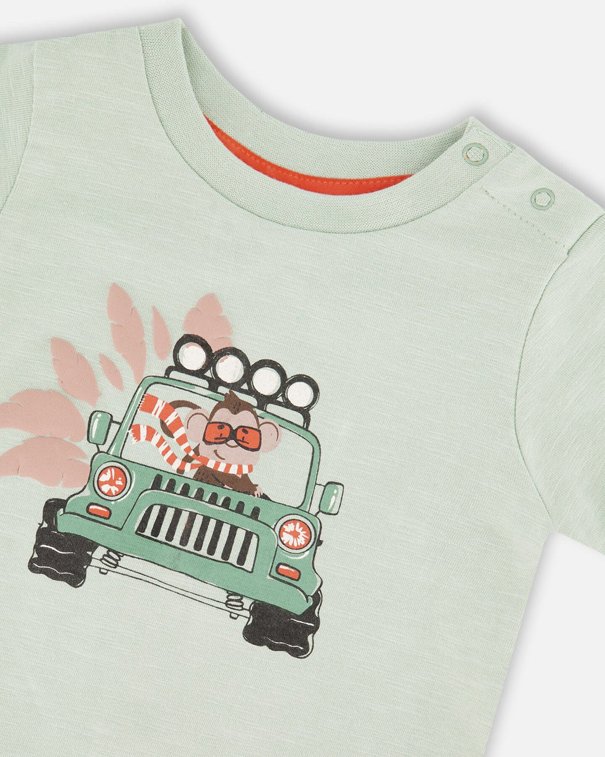 Organic Cotton T-Shirt And Short Set Mint Green And Beige-2