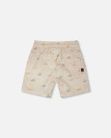 Poplin Shorts Beige Safari Print-2