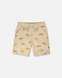 French Terry Shorts Beige Jeep Print-0