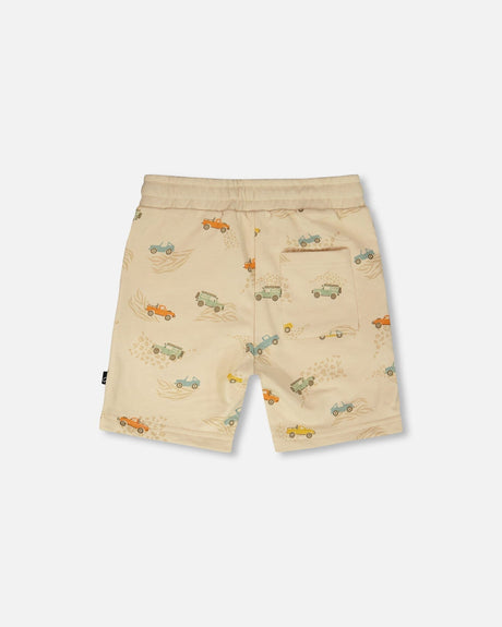 French Terry Shorts Beige Jeep Print-3