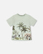 Organic Cotton T-Shirt Mint Green Safari Print-0