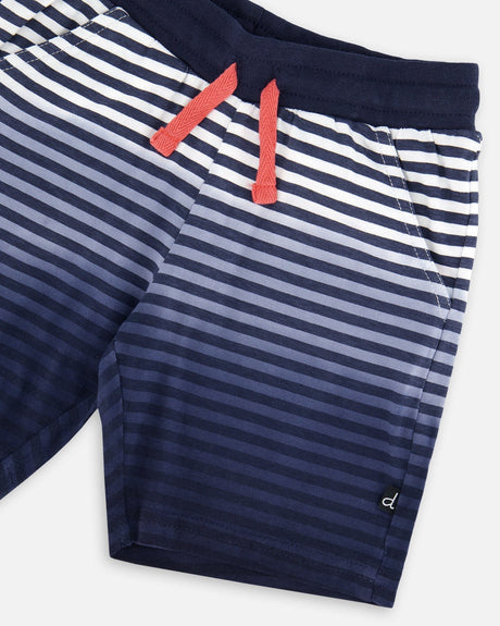 Organic Cotton Shorts Blue Gradient Stripes-4