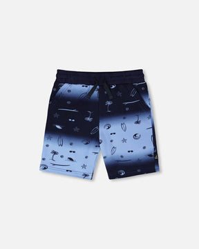 French Terry Shorts Blue Gradient-0
