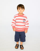 French Terry Sweatshirt Brick And White Stripes-2