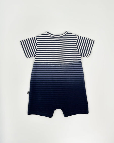 Organic Cotton Romper Blue Gradient Stripes-1