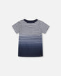 Organic Cotton Short Sleeve T-Shirt Blue Gradient Stripes-0