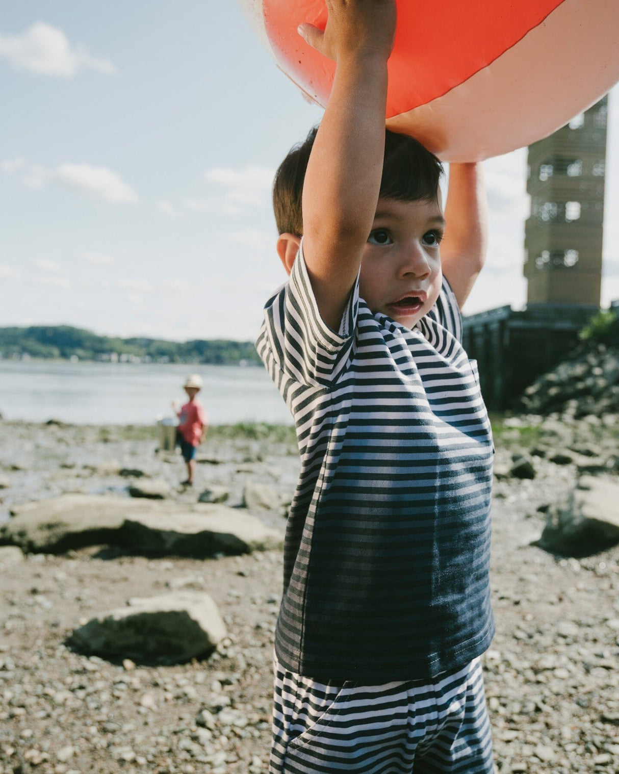 Organic Cotton Short Sleeve T-Shirt Blue Gradient Stripes-1