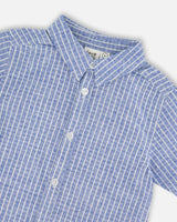 Printed Chambray Short-Sleeve Shirt Blue Denim Stripes-3