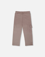 French Terry Sweatpants With Cargo Pocket Taupe-1